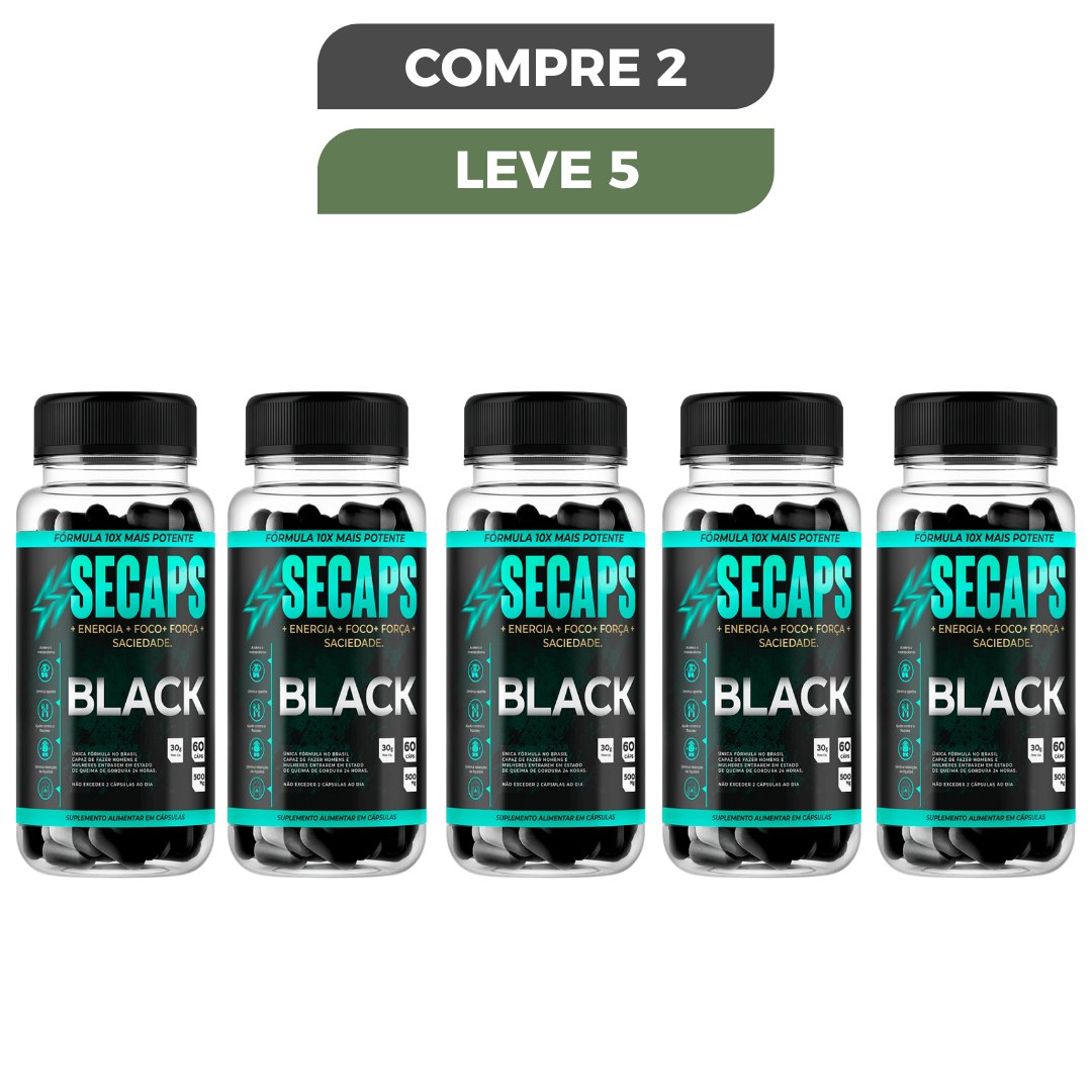 Secaps Black 60 Caps - Emagrecimento Saudável e Eficaz - Promoção Oficial